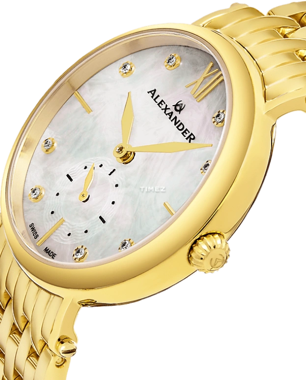 Alexander,WOMEN'S WATCHES 34mm,34mm,Stainless Steel,Silver,Quartz,Sapphire,Round,AD201B,AD201B-02