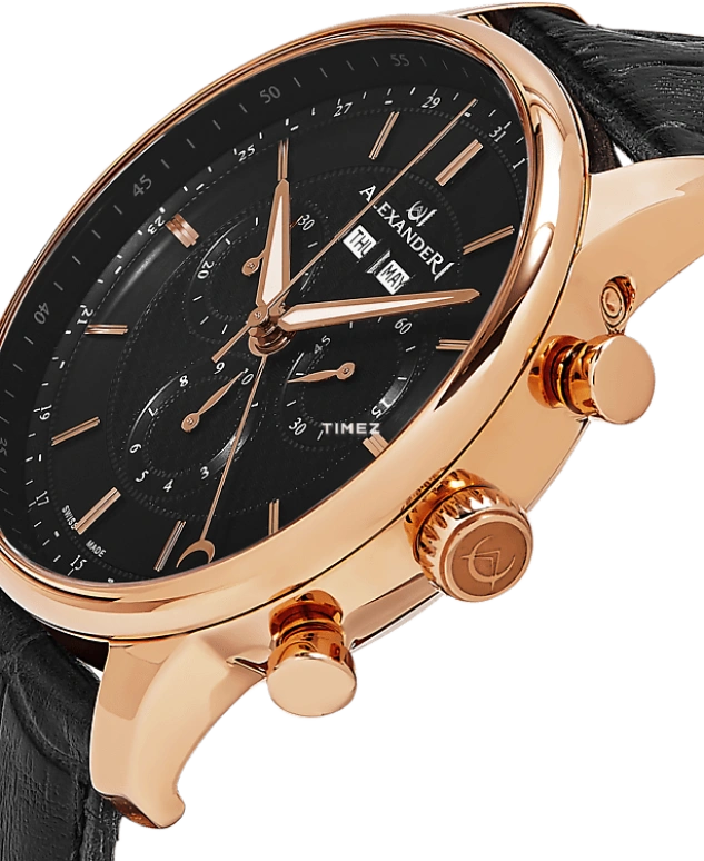 Alexander,MEN'S WATCHES 42mm,42mm,Stainless Steel,Black,Quartz,Chronograph,Month,Date,Day,Sapphire,Crystal Glass,Round,A101,A101-04