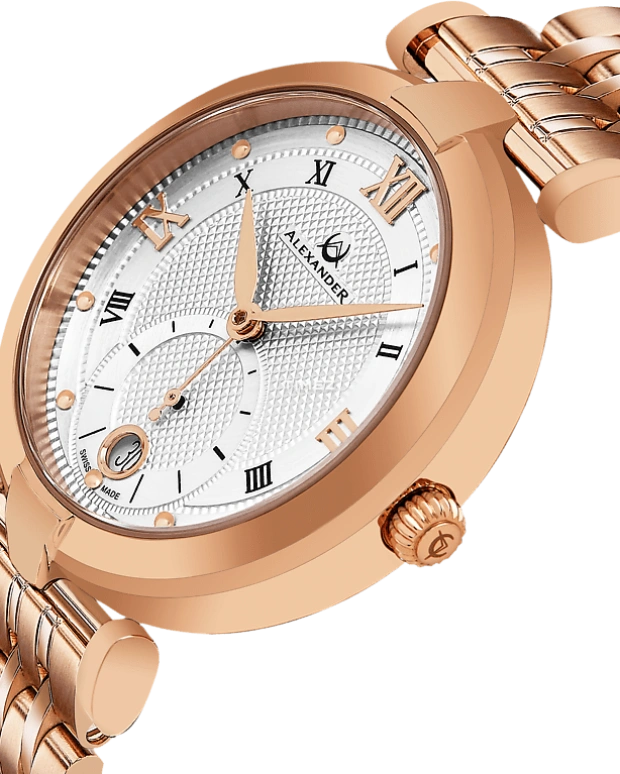 Alexander,WOMEN'S WATCHES 35mm,35mm,Stainless Steel,Silver,Quartz,Day,Sapphire,A202B,A202B-04