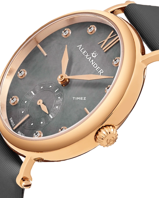 Alexander,WOMEN'S WATCHES 34mm,34mm,Stainless Steel,Black,Quartz,Sapphire,Round,AD201,AD201-04