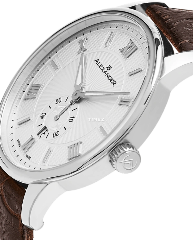 Alexander,MEN'S WATCHES 42mm,42mm,Stainless Steel,Silver White,Quartz,Day,Sapphire,Crystal Glass,A102,A102-06