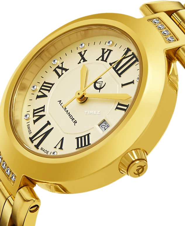 Alexander,WOMEN'S WATCHES 32mm,32mm,Stainless Steel,Champagne,Quartz,Day,Sapphire,AD203B,AD203B-03