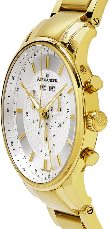 Alexander,MEN'S WATCHES 42mm,42mm,Stainless Steel,Silver White,Quartz,Chronograph,Month,Date,Day,Sapphire,Crystal Glass,Round,A101B,A101B-03