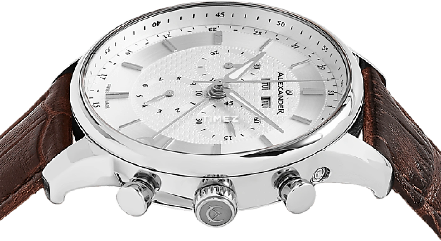 Alexander,MEN'S WATCHES 42mm,42mm,Stainless Steel,Silver White,Quartz,Chronograph,Month,Date,Day,Sapphire,Crystal Glass,Round,A101,A101-06