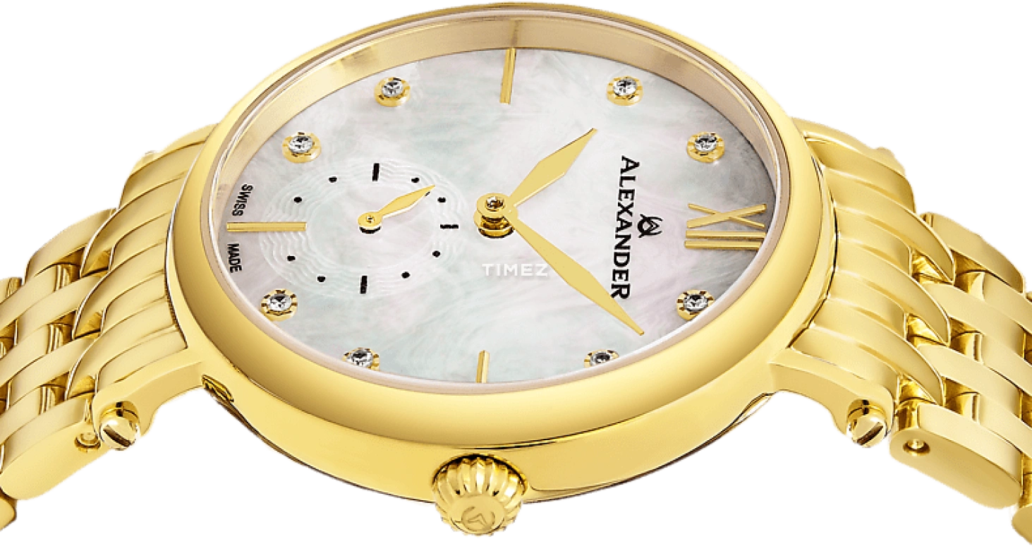 Alexander,WOMEN'S WATCHES 34mm,34mm,Stainless Steel,Silver,Quartz,Sapphire,Round,AD201B,AD201B-02