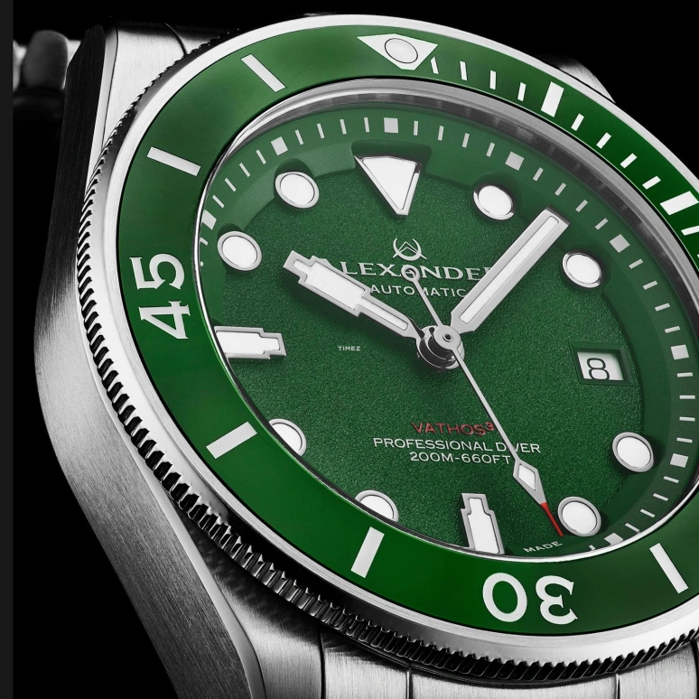 Alexander,MEN'S WATCHES 42mm,42mm,Stainless Steel,Green,Automatic,Day,41hours,A520,A520-04