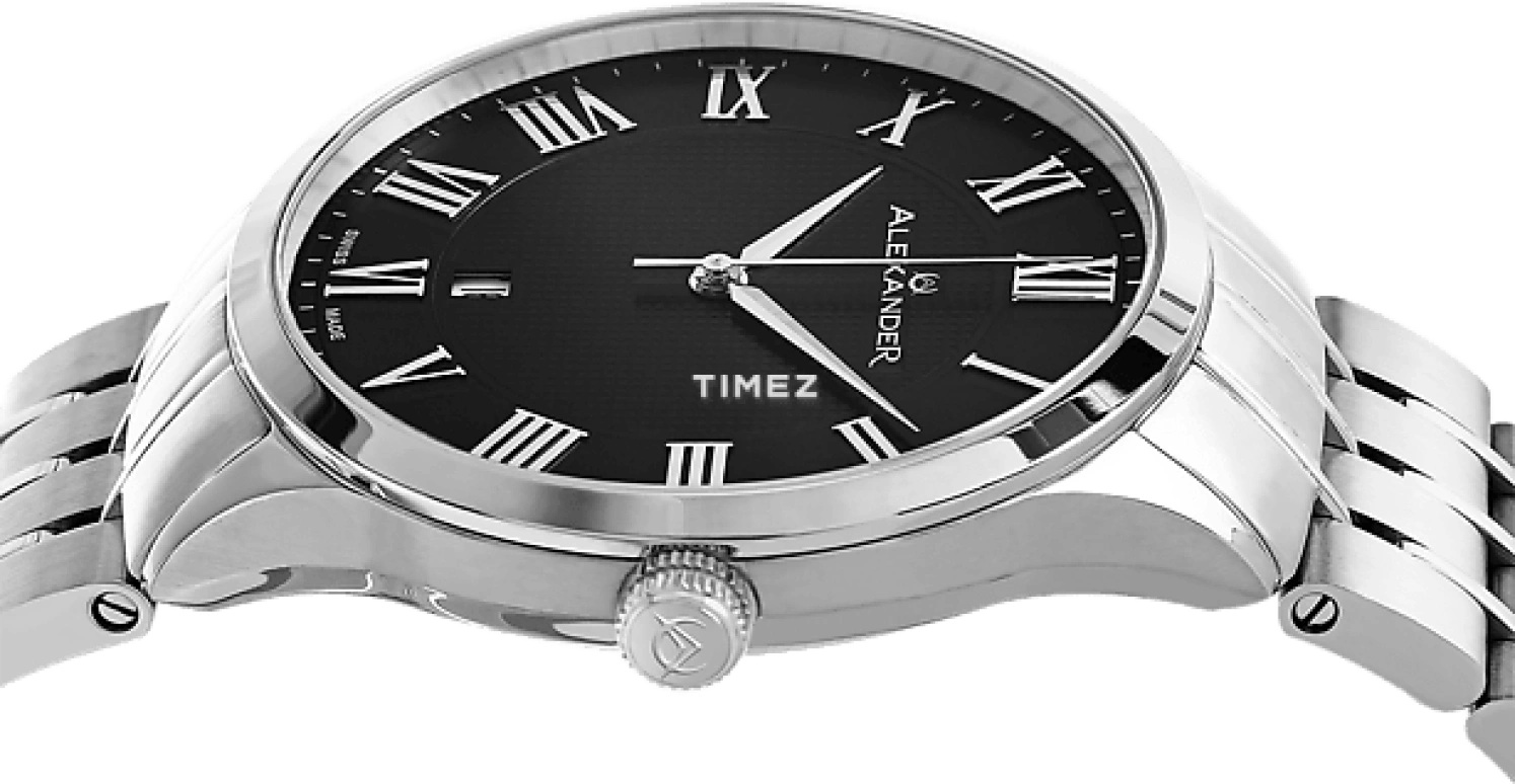 Alexander,MEN'S WATCHES 42mm,42mm,Stainless Steel,Black,Quartz,Day,Sapphire,Crystal Glass,A103B,A103B-02