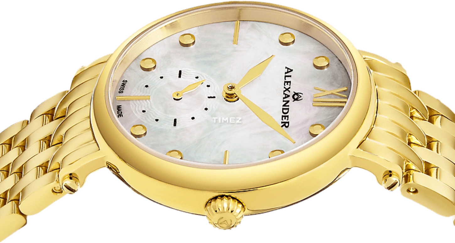Alexander,WOMEN'S WATCHES 34mm,34mm,Stainless Steel,Silver,Quartz,Sapphire,Round,A201B,A201B-02