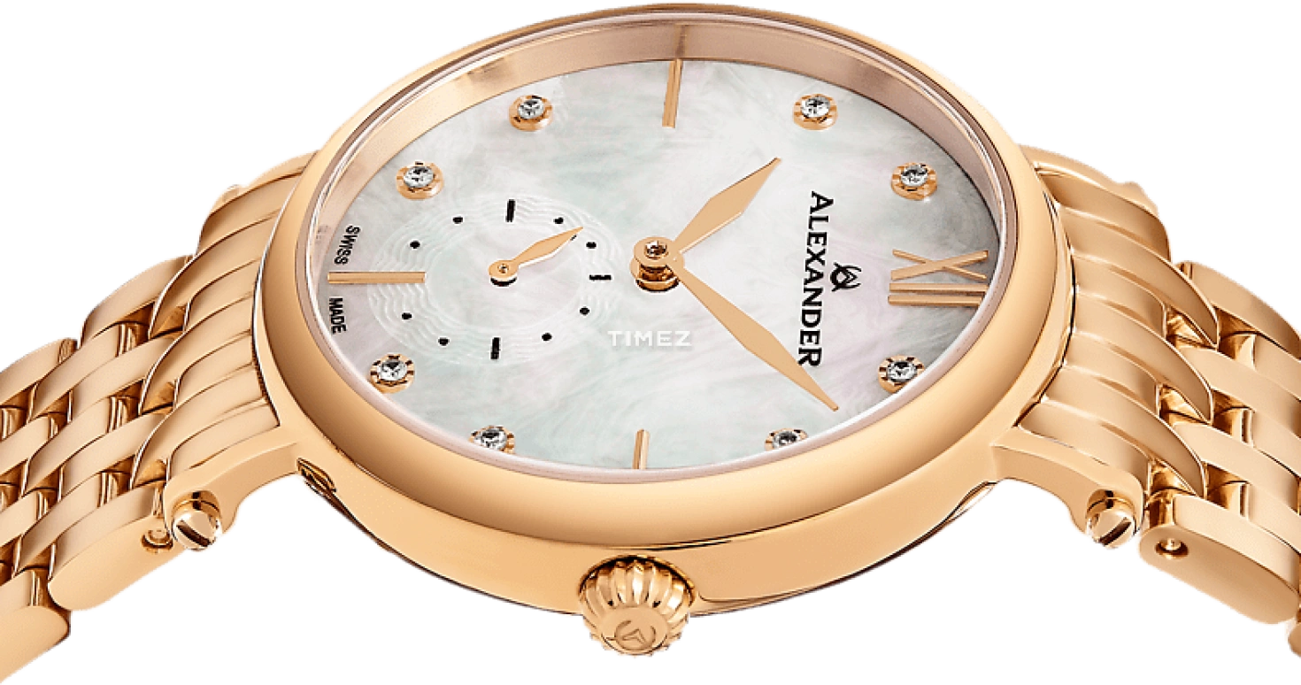 Alexander,WOMEN'S WATCHES 34mm,34mm,Stainless Steel,Silver,Quartz,Sapphire,Round,AD201B,AD201B-03