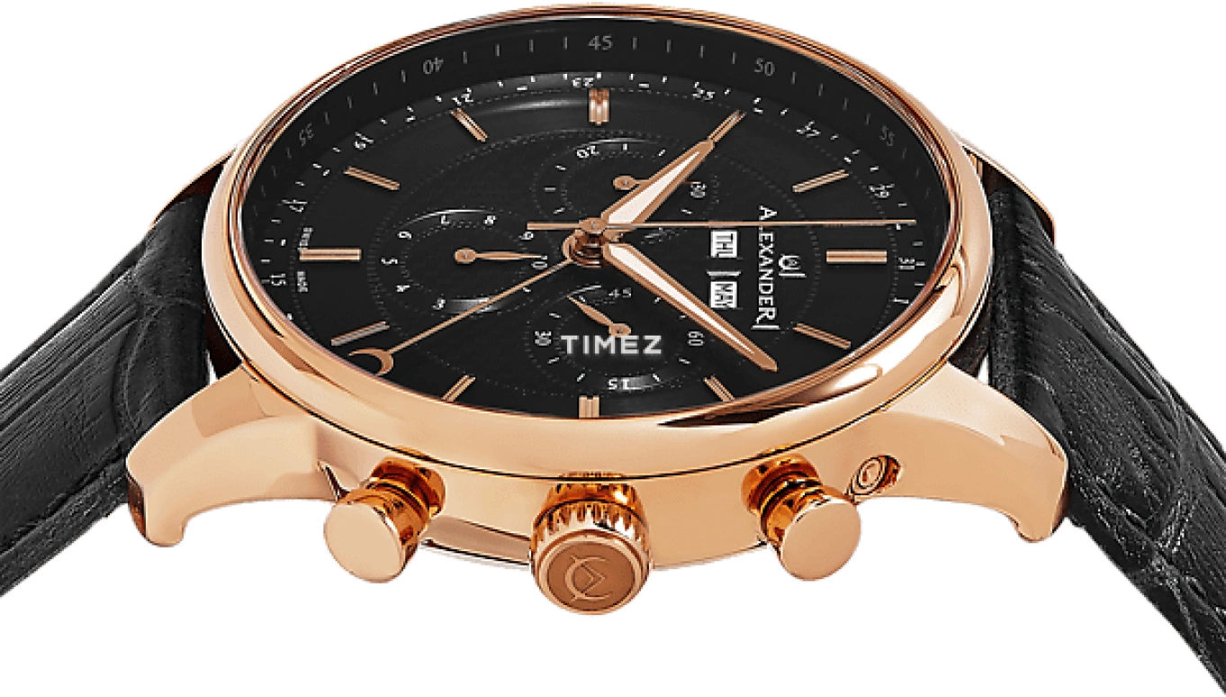 Alexander,MEN'S WATCHES 42mm,42mm,Stainless Steel,Black,Quartz,Chronograph,Month,Date,Day,Sapphire,Crystal Glass,Round,A101,A101-04