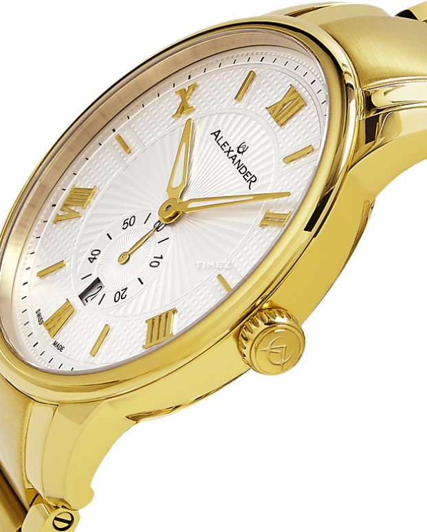 Alexander,MEN'S WATCHES 42mm,42mm,Stainless Steel,White,Quartz,Day,Sapphire,Crystal Glass,A102B,A102B-03