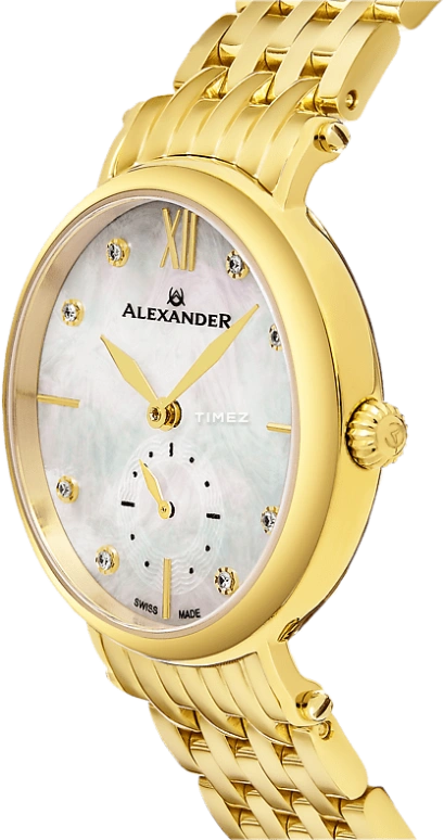 Alexander,WOMEN'S WATCHES 34mm,34mm,Stainless Steel,Silver,Quartz,Sapphire,Round,AD201B,AD201B-02