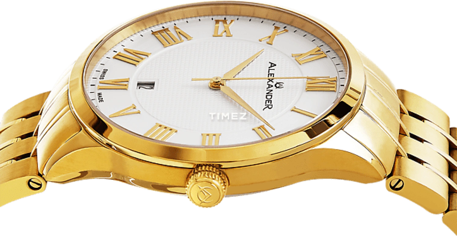 Alexander,MEN'S WATCHES 42mm,42mm,Stainless Steel,White,Quartz,Day,Sapphire,Crystal Glass,A103B,A103B-03