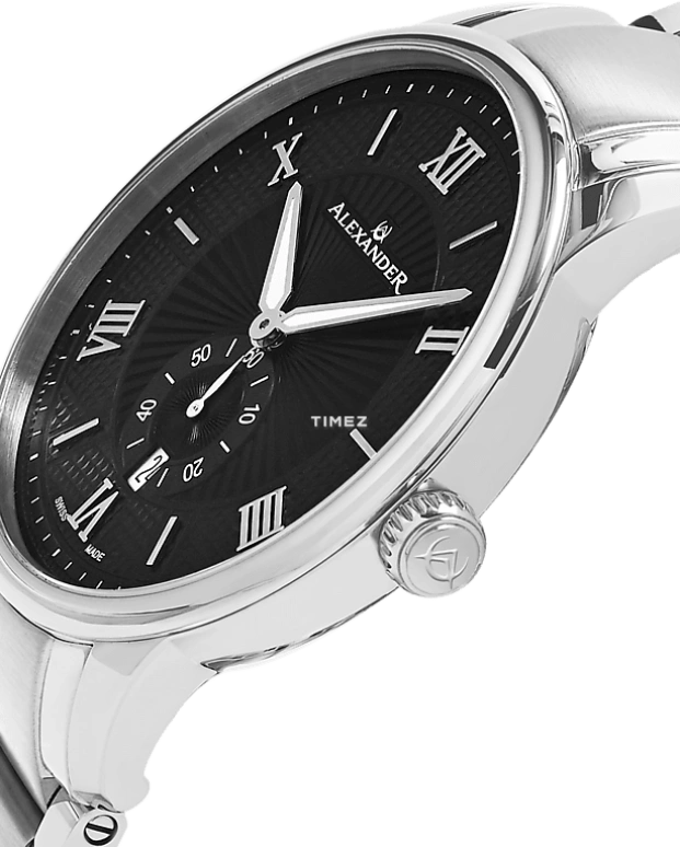 Alexander,MEN'S WATCHES 42mm,42mm,Stainless Steel,Black,Quartz,Day,Sapphire,Crystal Glass,A102B,A102B-02