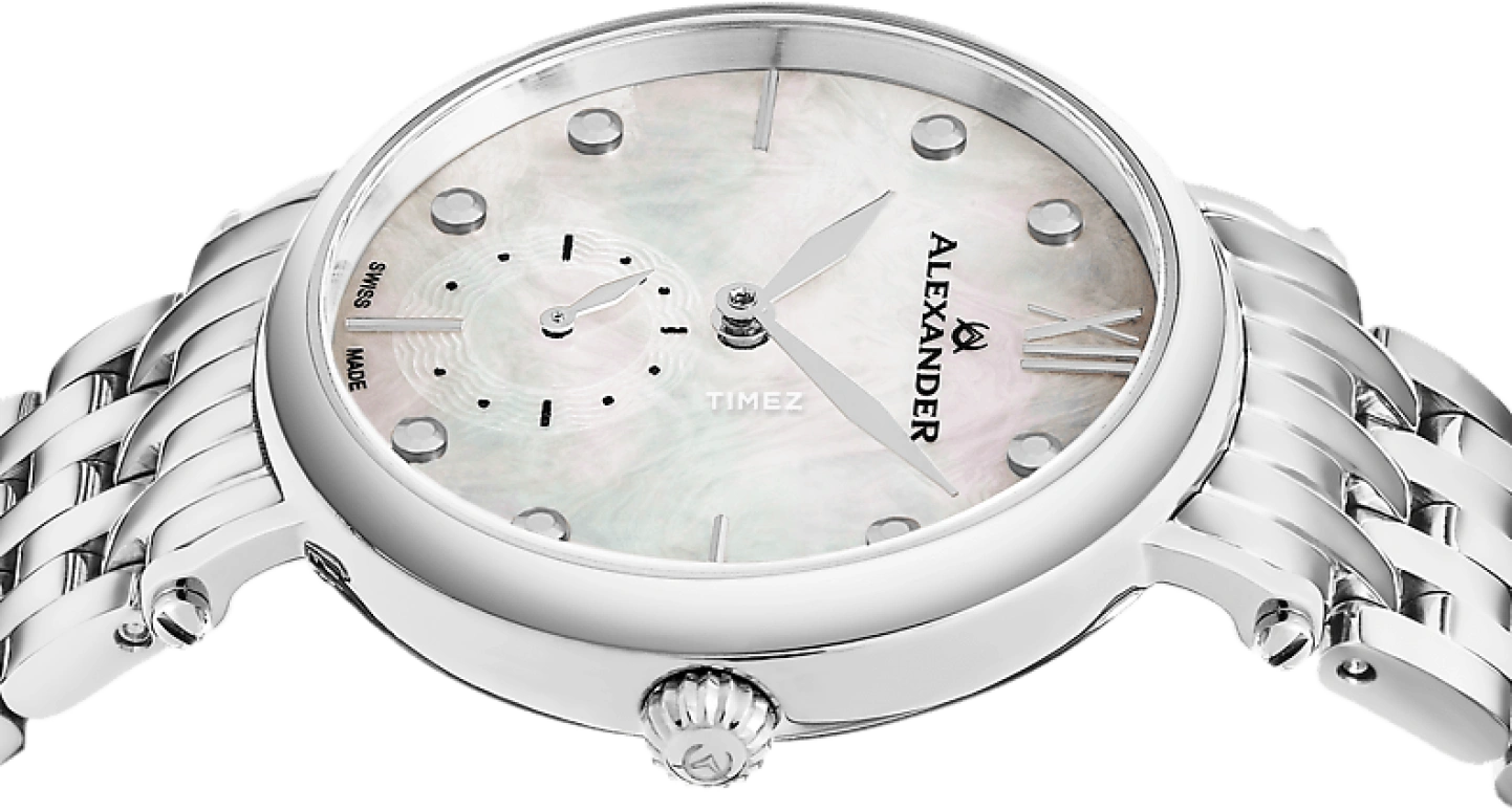 Alexander,WOMEN'S WATCHES 34mm,34mm,Stainless Steel,Silver,Quartz,Sapphire,Round,A201B,A201B-01