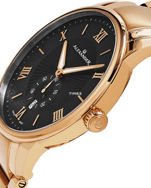Alexander,MEN'S WATCHES 42mm,42mm,Stainless Steel,Black,Quartz,Day,Sapphire,Crystal Glass,A102B,A102B-05
