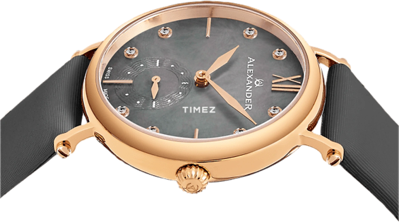 Alexander,WOMEN'S WATCHES 34mm,34mm,Stainless Steel,Black,Quartz,Sapphire,Round,AD201,AD201-04