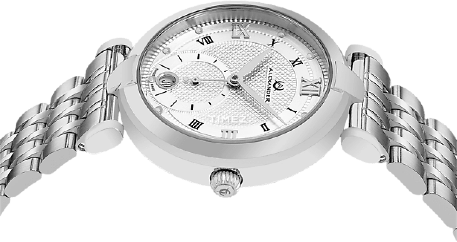 Alexander,WOMEN'S WATCHES 35mm,35mm,Stainless Steel,Silver,Quartz,Day,Sapphire,A202B,A202B-01