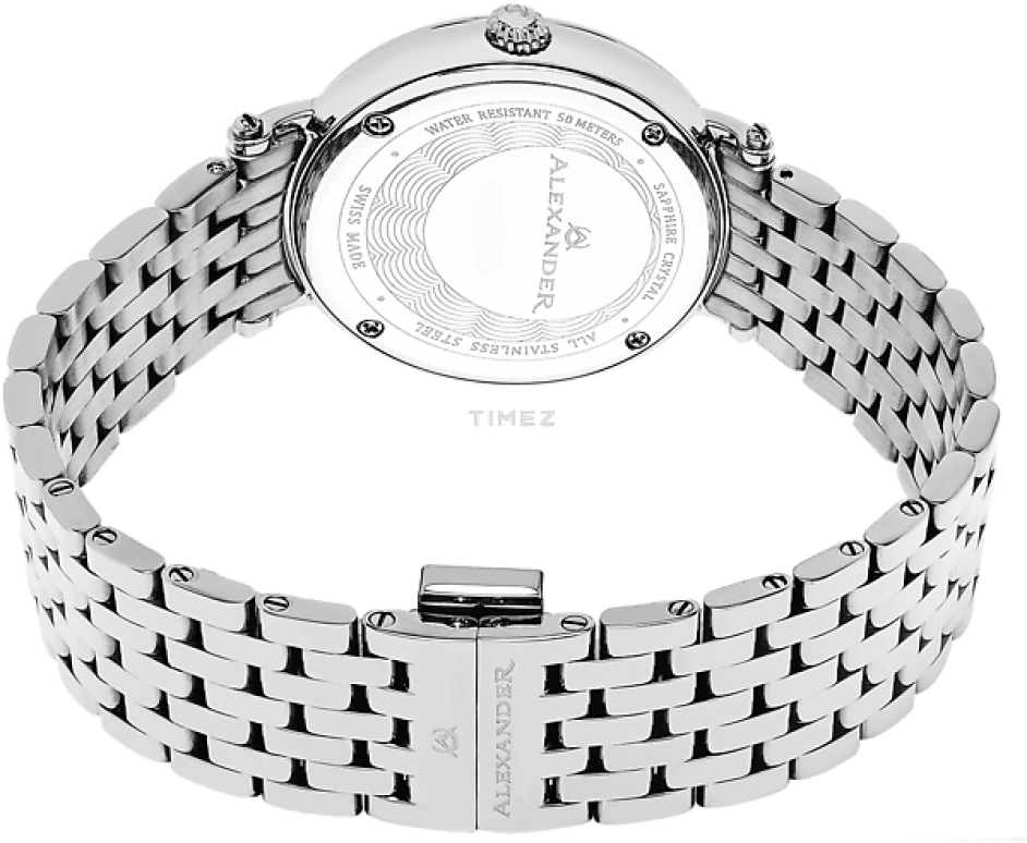 Alexander,WOMEN'S WATCHES 34mm,34mm,Stainless Steel,Silver,Quartz,Sapphire,Round,A201B,A201B-01