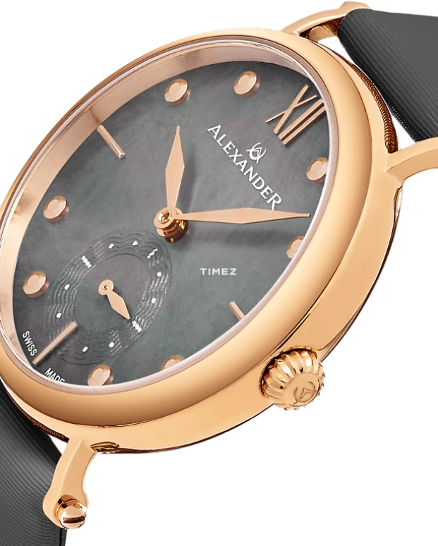 Alexander,WOMEN'S WATCHES 34mm,34mm,Stainless Steel,Black,Quartz,Sapphire,Round,A201,A201-04