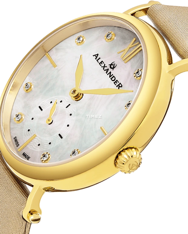 Alexander,WOMEN'S WATCHES 34mm,34mm,Stainless Steel,Silver,Quartz,Sapphire,Round,AD201,AD201-02