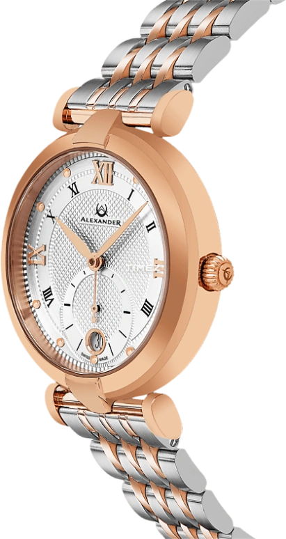 Alexander,WOMEN'S WATCHES 35mm,35mm,Stainless Steel,Silver,Quartz,Day,Sapphire,A202B,A202B-03