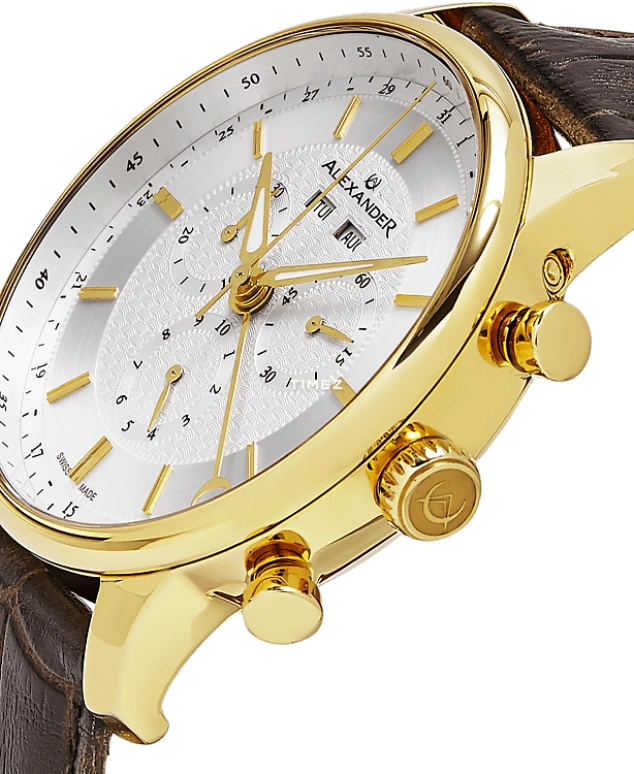 Alexander,MEN'S WATCHES 42mm,42mm,Stainless Steel,Silver White,Quartz,Chronograph,Month,Date,Day,Sapphire,Crystal Glass,Round,A101,A101-03