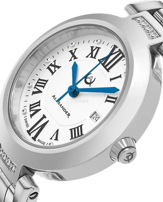 Alexander,WOMEN'S WATCHES 32mm,32mm,Stainless Steel,Silver,Quartz,Day,Sapphire,AD203B,AD203B-01