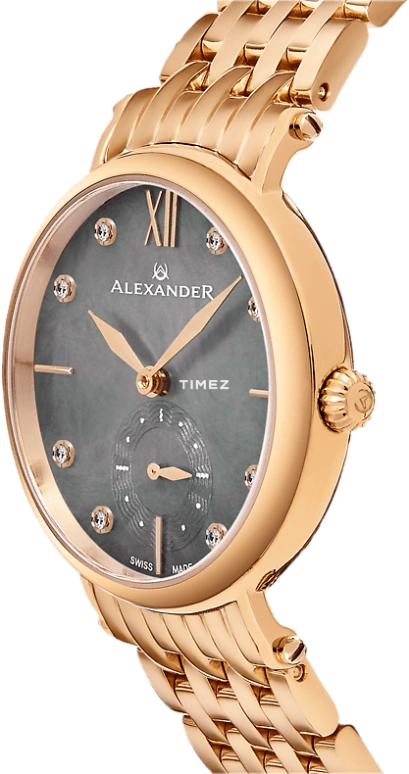 Alexander,WOMEN'S WATCHES 34mm,34mm,Stainless Steel,Black,Quartz,Sapphire,Round,AD201B,AD201B-04