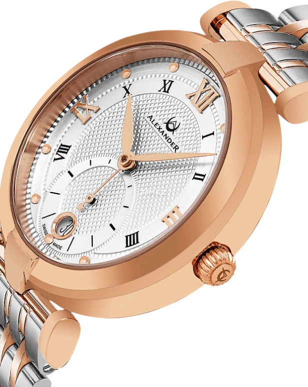 Alexander,WOMEN'S WATCHES 35mm,35mm,Stainless Steel,Silver,Quartz,Day,Sapphire,A202B,A202B-03