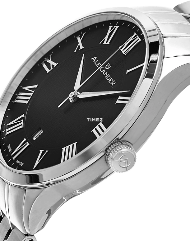 Alexander,MEN'S WATCHES 42mm,42mm,Stainless Steel,Black,Quartz,Day,Sapphire,Crystal Glass,A103B,A103B-02