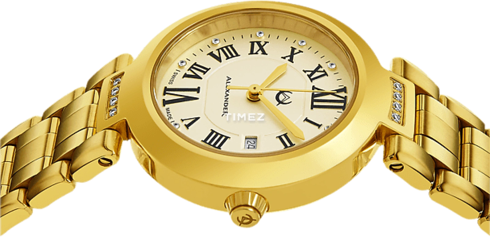 Alexander,WOMEN'S WATCHES 32mm,32mm,Stainless Steel,Champagne,Quartz,Day,Sapphire,AD203B,AD203B-03