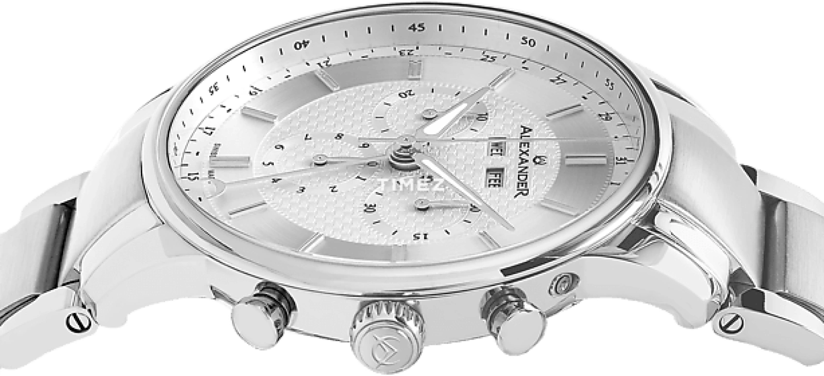 Alexander,MEN'S WATCHES 42mm,42mm,Stainless Steel,Silver,Quartz,Chronograph,Month,Date,Day,Sapphire,Crystal Glass,Round,A101B,A101B-01