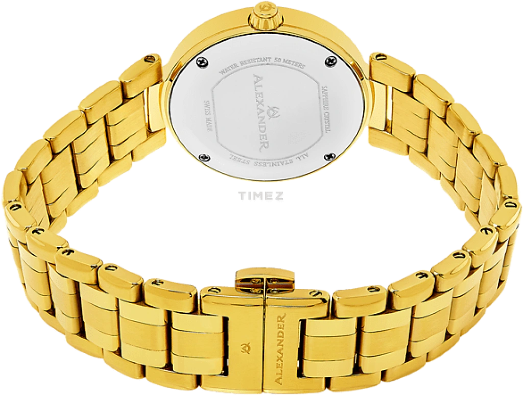 Alexander,WOMEN'S WATCHES 32mm,32mm,Stainless Steel,Champagne,Quartz,Day,Sapphire,A203B,A203B-03
