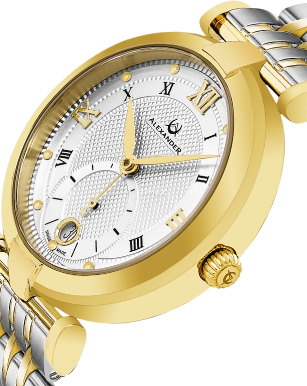 Alexander,WOMEN'S WATCHES 35mm,35mm,Stainless Steel,Silver,Quartz,Day,Sapphire,A202B,A202B-02