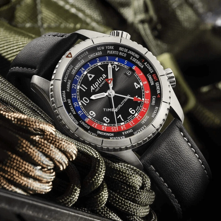 Alpina,STARTIMER 41mm,41mm,Stainless Steel,Black,Quartz,Day,World Time,AL,AL-255BRB4S26