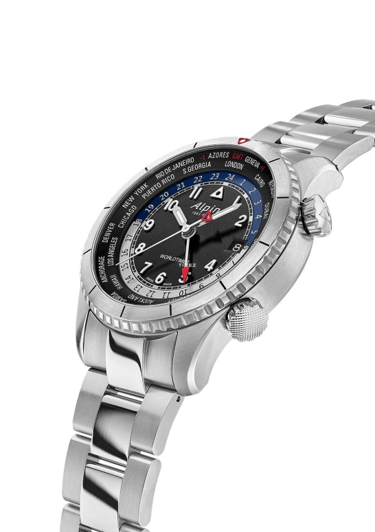 Alpina,STARTIMER 41mm,41mm,Stainless Steel,Black,Quartz,Day,Dule Time,World Time,AL,AL-255B4S26B