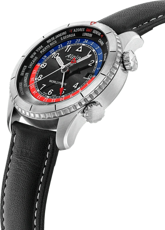 Alpina,STARTIMER 41mm,41mm,Stainless Steel,Black,Quartz,Day,World Time,AL,AL-255BRB4S26