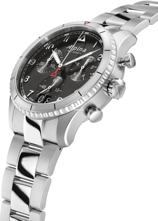 Alpina,STARTIMER 41mm,41mm,Stainless Steel,Black,Quartz,Chronograph,Big Date,AL,AL-372BW4S26B