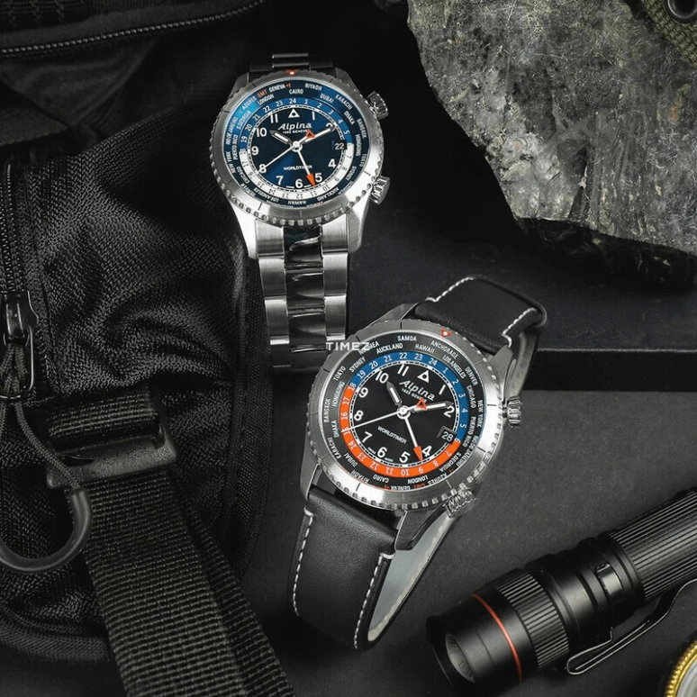 Alpina,STARTIMER 41mm,41mm,Stainless Steel,Black,Quartz,Day,World Time,AL,AL-255BRB4S26