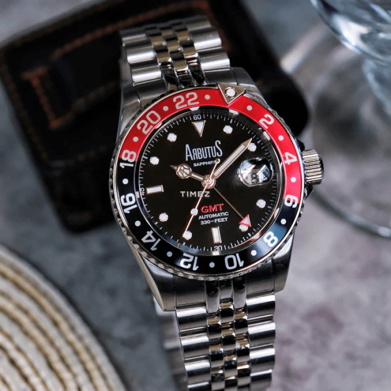 Arbutus,Resort 45mm,45mm,Stainless Steel,Black,Automatic,Day,Dule Time,AR2102SBS