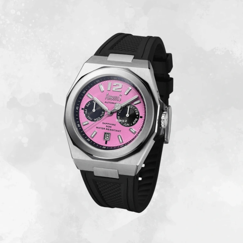 Arbutus,Rotor 41mm,41mm,Stainless Steel,Pink,Automatic,Month,Date,Day,AR2402SPS