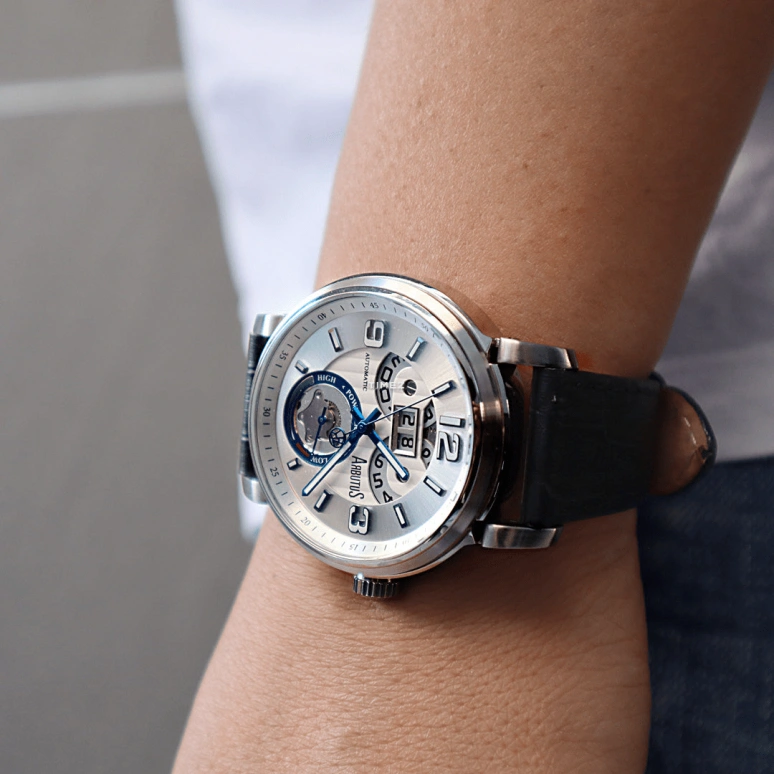 Arbutus,Sherpas 45mm,45mm,Stainless Steel,White,Automatic,Power Reserve Indicator,Big Date,AR1607SWB