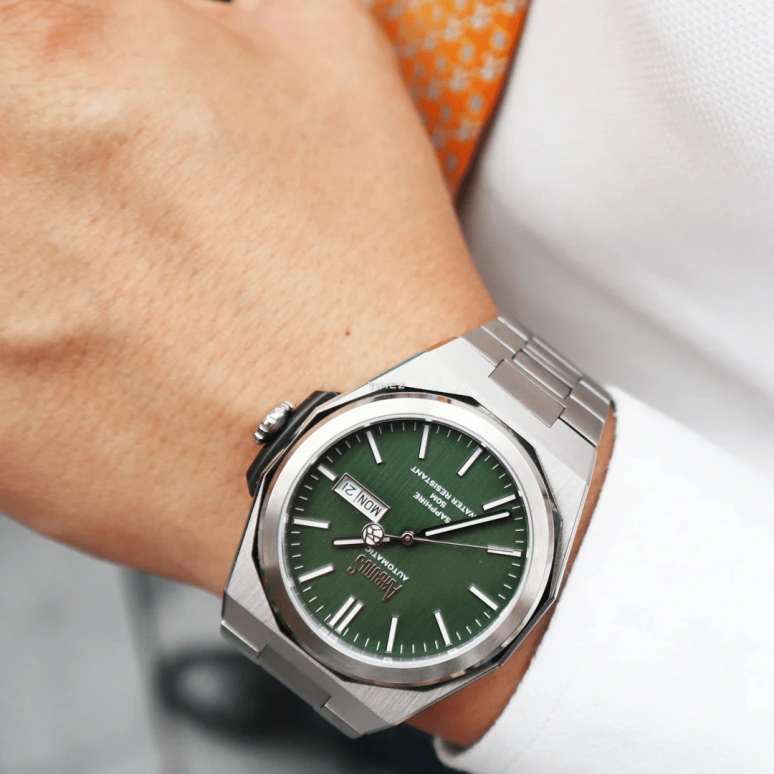 Arbutus,Bridge 44mm,44mm,Stainless Steel,Green,Automatic,Date,Day,AR2204SGS