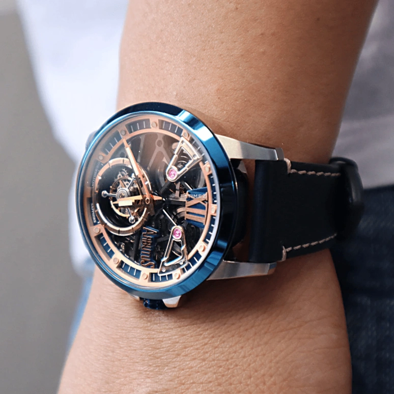Arbutus,The Elements 46mm,46mm,Stainless Steel,Rose Gold,Handwound,Tourbillon,Sapphire,Crystal Glass,ARTB11TUUU