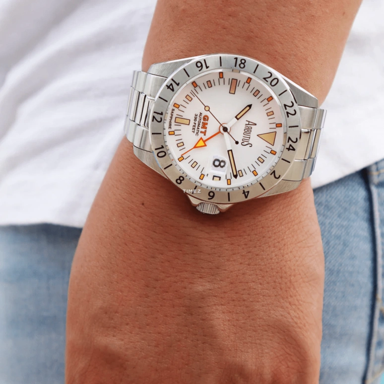 Arbutus,Stingray 41.50mm,41.50mm,Stainless Steel,White,Automatic,Day,Dule Time,AR9922SWS