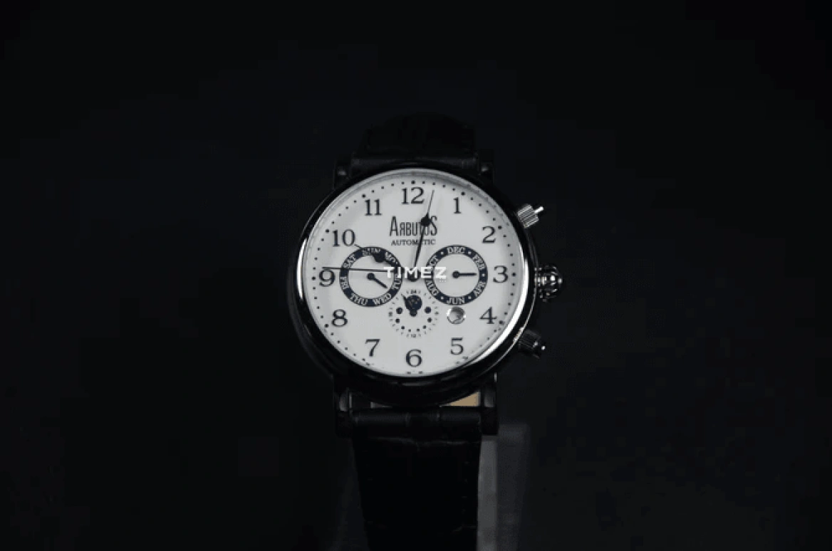 Arbutus,Urban Explorer 44mm,44mm,Stainless Steel,White,Automatic,Moonphase,Month,Date,Day,39hours,Sapphire,Crystal Glass,AR1711SWB
