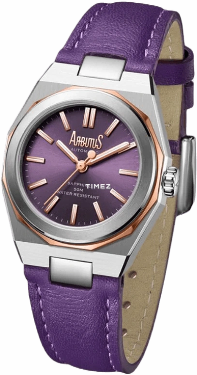 Arbutus,Spring 30mm,30mm,Stainless Steel,Purple,Automatic,40hours,Sapphire,Crystal Glass,AR2401TRVV