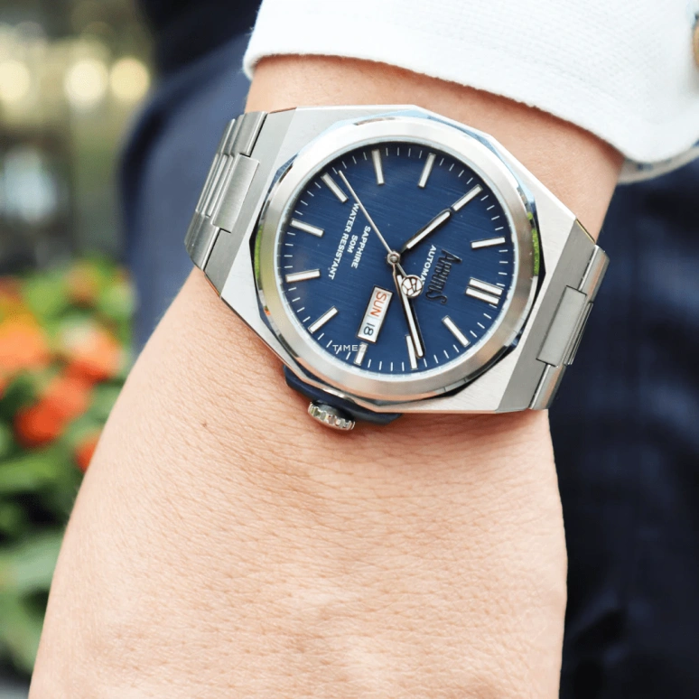 Arbutus,Bridge 44mm,44mm,Stainless Steel,Blue,Automatic,Date,Day,AR2204SUS