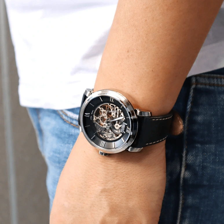 Arbutus,Skyway 44mm,44mm,Stainless Steel,Black,Silver,Automatic,38hours,Sapphire,Crystal Glass,AS1602SBB
